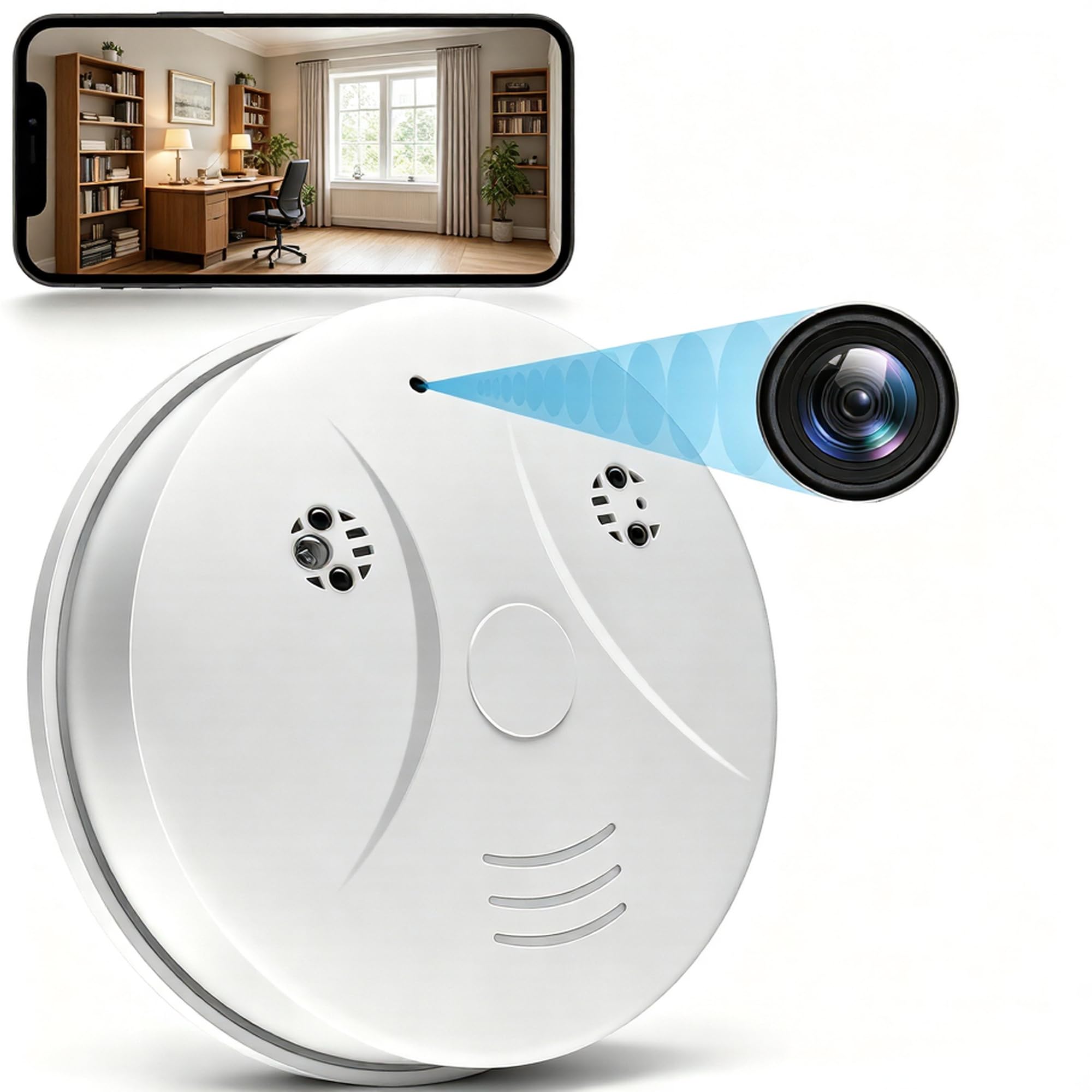 HD 1080P Hidden Camera Smoke Detector WiFi Cameras Wireless Small Spy Nanny Cam with Motion Detection, Indoor Camera for Home Security