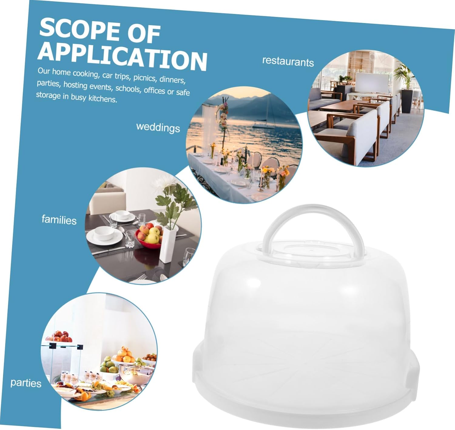 Mikinona Round Cake Carrier Pp Material Portable Cake Box White Handle Design Fresh Keeping