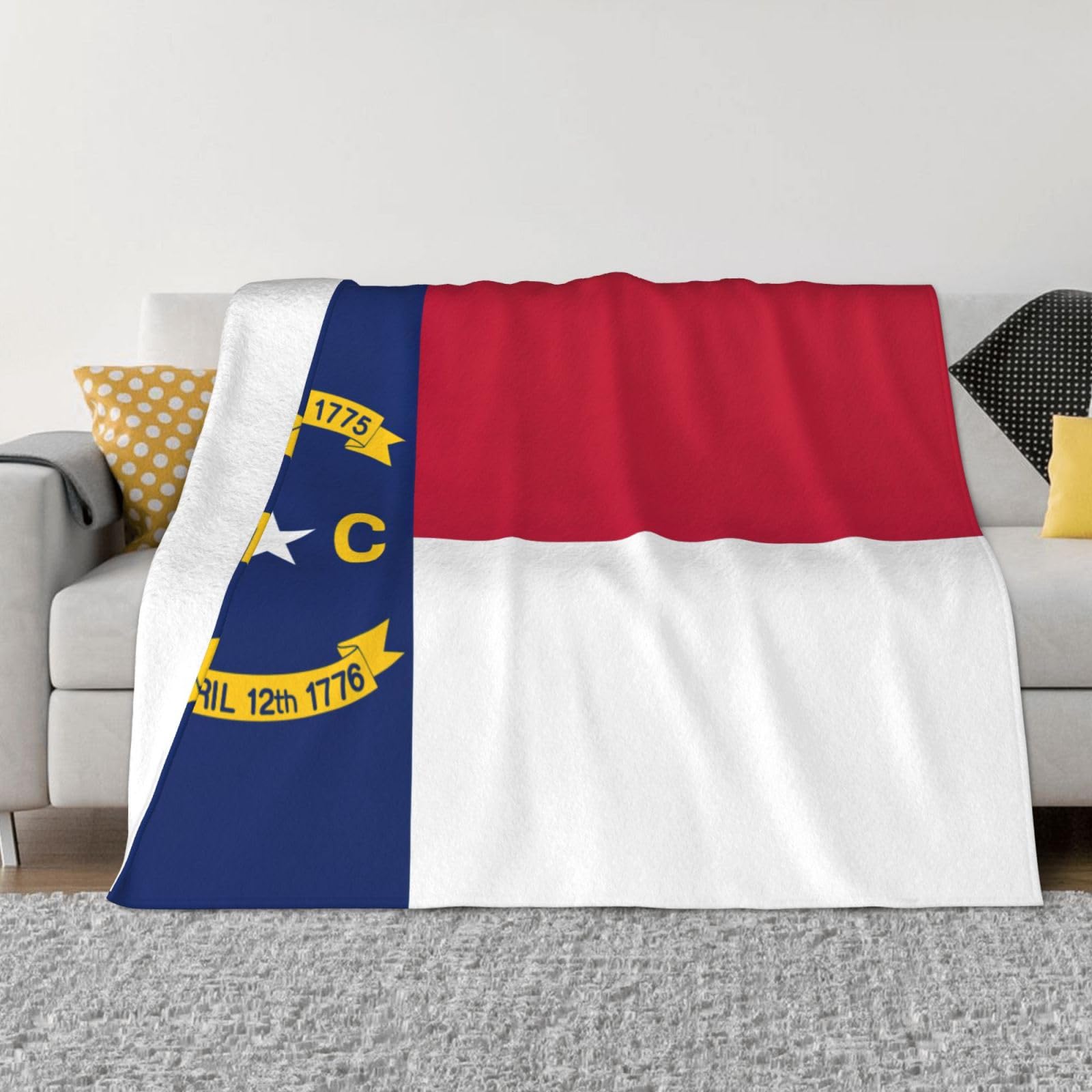 Couverture micro-polaire Caroline du Nord anti-boulochage plaid pliable lit et sofa
