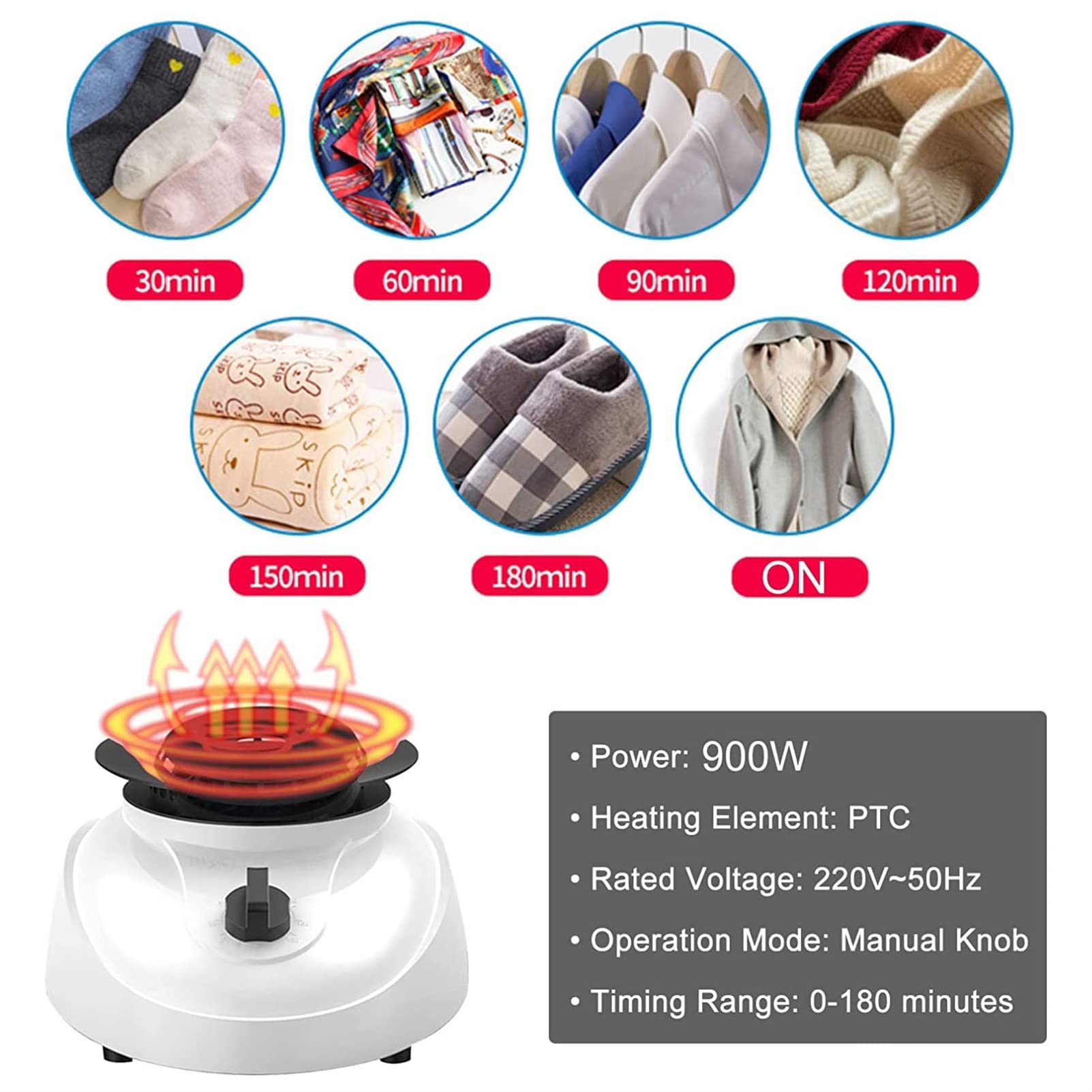 Secador de ropa 900W - 2 pasos - Tendedero de ropa, Dry Buddy, Perchero de secado de ropa de interior Ahorro de energía Tendedero de ropa de secado Armario Temporizador automático digital, Azul.