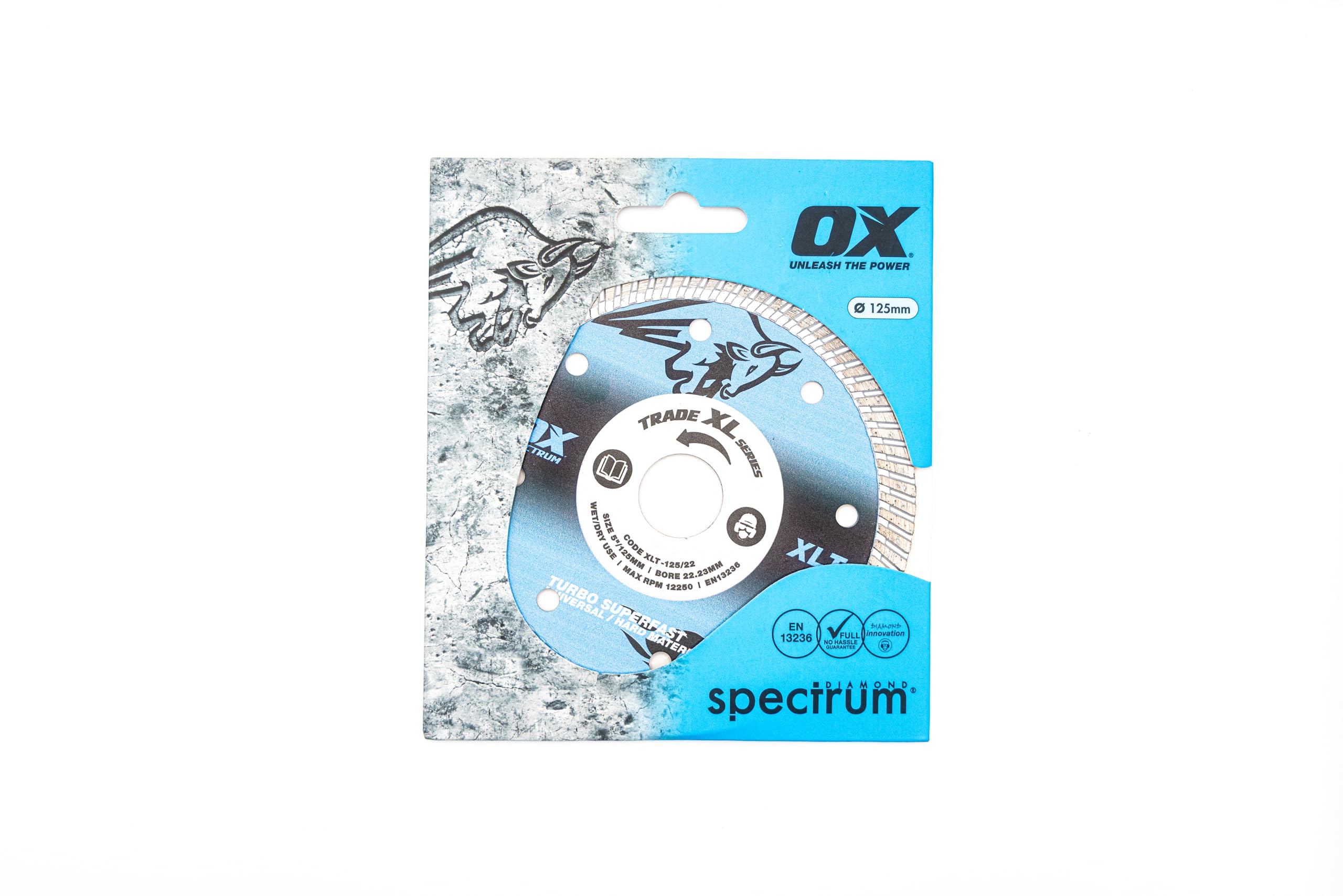OX Tools Trade XL Turbo Diamond Blade 125mm for Concrete & Stone Cutting, 10mm Segment Height - Image 4