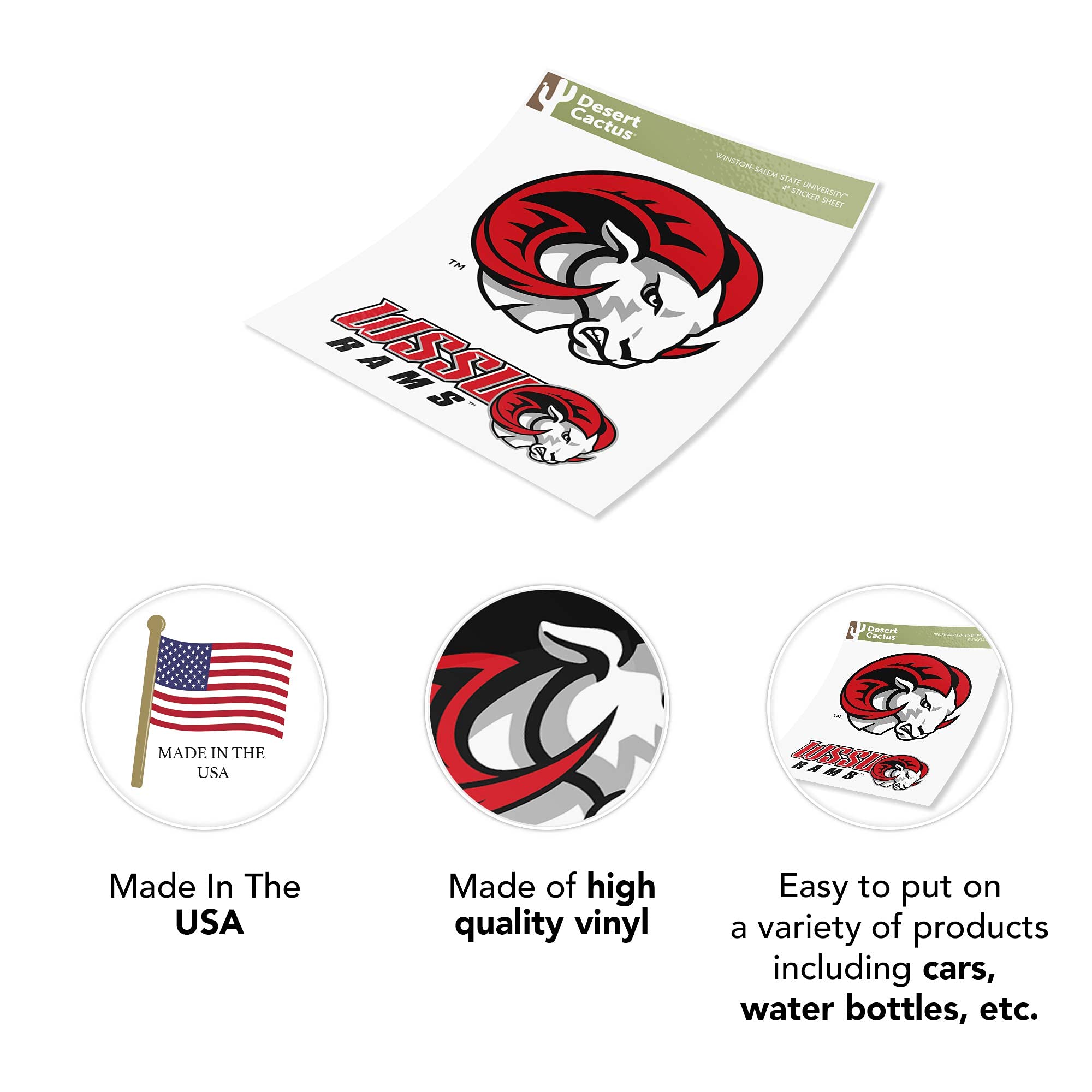 Winston-Salem State University NCAA Vinyl Decal Sticker Sheet - Laptop, Car, Water Bottle