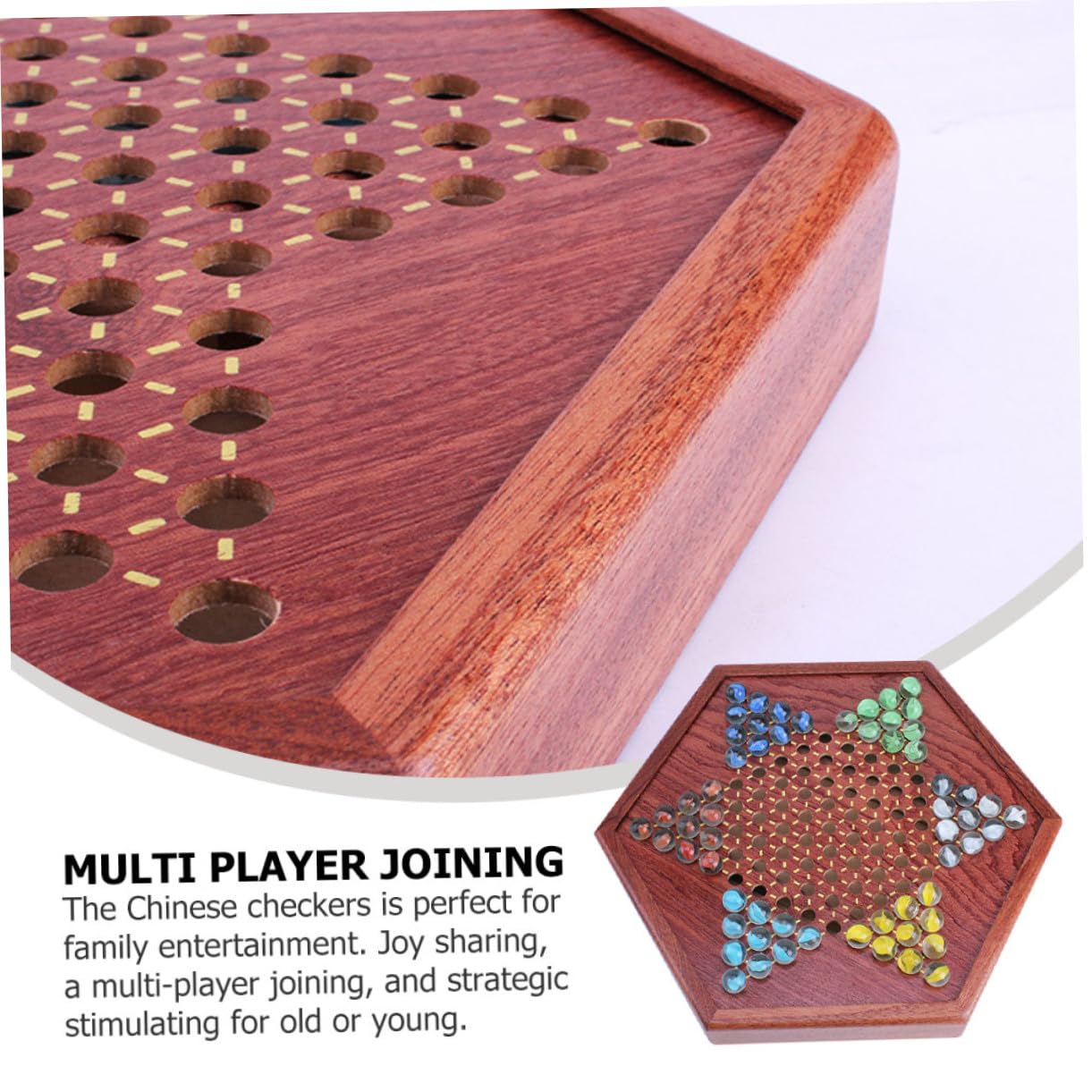 Kisangel Gioco Da Tavolo in Legno Con Biglie Di Vetro Colorate, Gioco Esagonale Per Ragazzo Ragazza e Adulti, Set Di Strategia Familiare Con Cassetto Porta Biglie