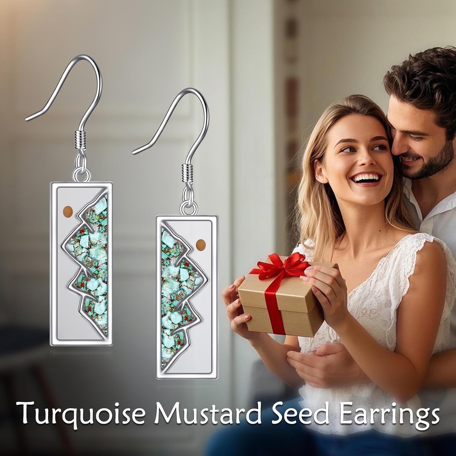 Mustard Seed Jewelry S925 Sterling Silver Mountain Earrings for Women Square Christian Earrings