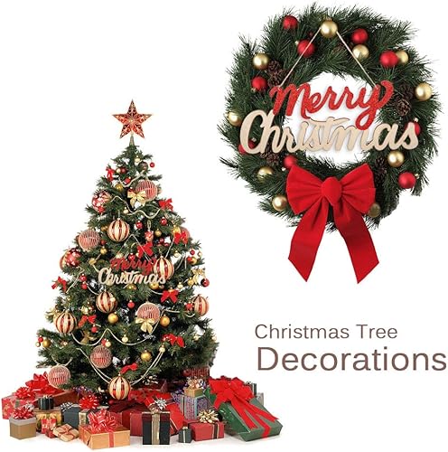 Miniatura 8 de eZAKKA Letrero de madera con texto en inglés "Merry Christmas" para colgar en la pared, decoración de puerta de pared de madera para interiores y