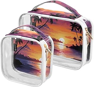 2Pcs Coconut Tree Cosmetic Bags,Clear Makeup ...