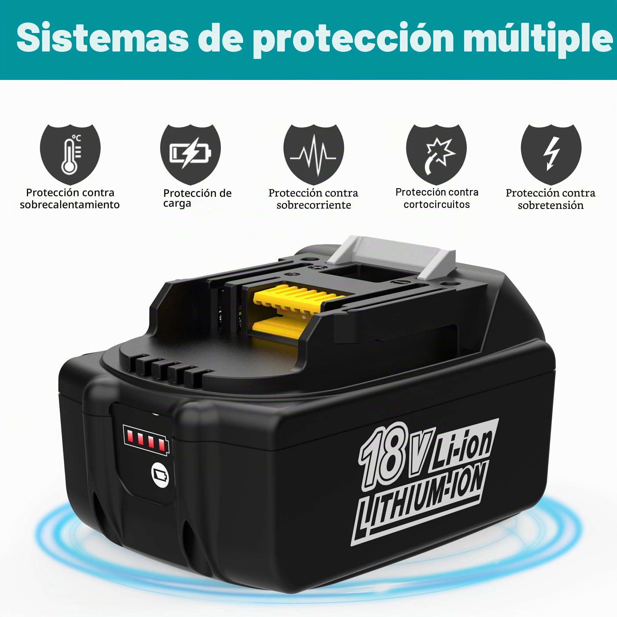 Energup 4 Piezas 18V 5.5Ah Batería para Makita Batería 18V BL1850B BL1850 BL1860 BL1840 BL1830 BL1815 BL1820 con Indicador LED