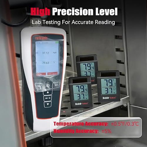 Vista 3 de BaldrTherm Medidor de humedad higrómetro, termómetro de habitación alimentado por energía solar, monitor digital de temperatura para interiores