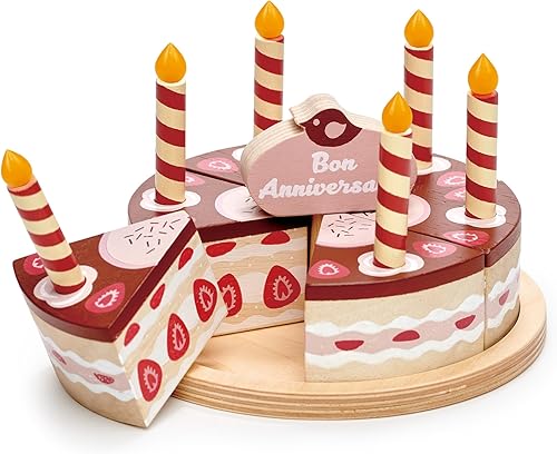 Miniatura 7 de Tender Leaf Toys - Pastel de cumpleaños arcoíris - Juguete de comida con velas y servidor, decoración de fiesta de cumpleaños o regalo para niños -