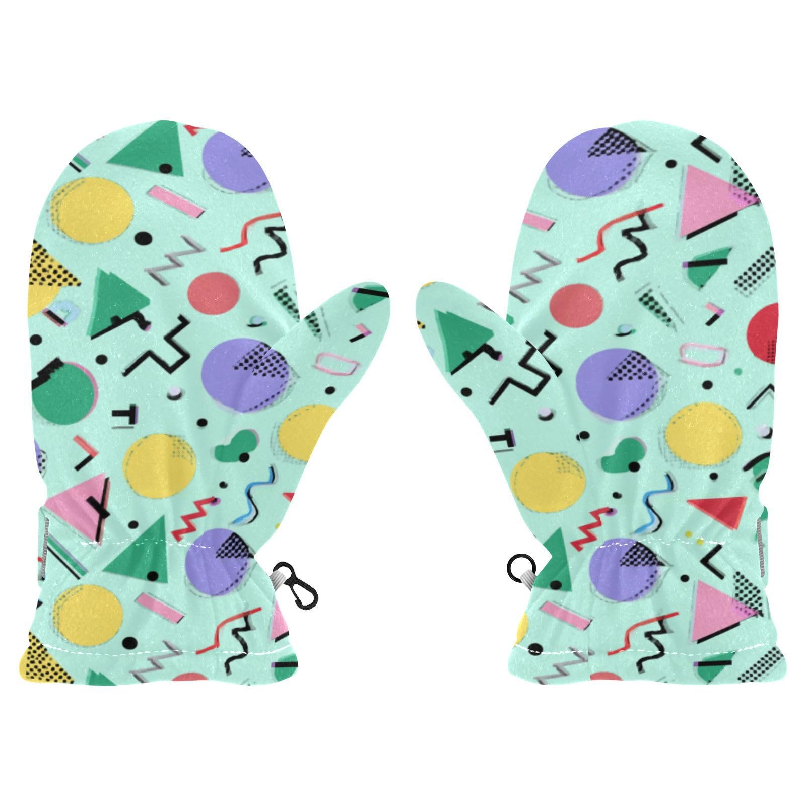 Plaaee Early 1990s Pattern Kids Glove Warm Mitten Winter Favor for Toddler Boys and Girls Children Cold Weather Gloves