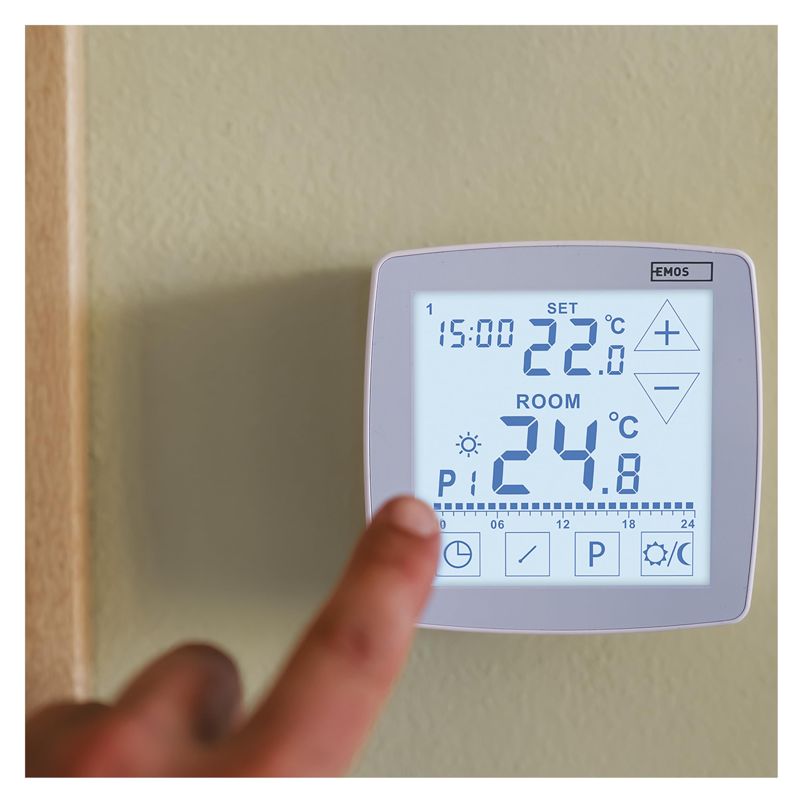 EMOS - Termostato digital con OpenTherm - programable, cableado, 230 V - Sistemas de calefacción/refrigeración con sensor de suelo - Control de temperatura 7-30 °C - Montaje en superficie - Protección