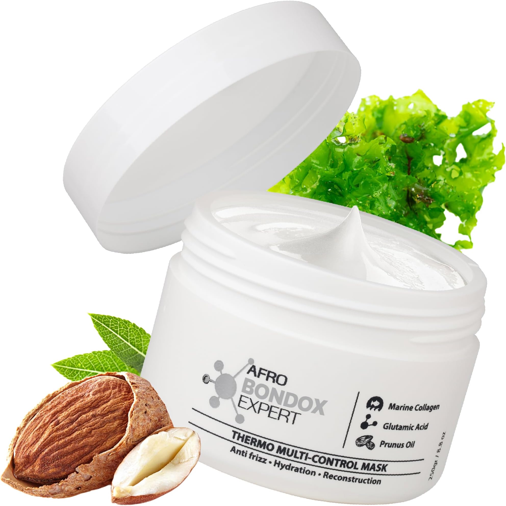 AFRO BRAZILIAN BONDOX Hair Relaxer Alternative – Extra Strong Thermal Hair Mask 8.8oz for Damaged Hair – Straightening Treatment for All Hair Types, Especially Afro 4A 4B 4C – With Almond Oil, Shea Bu