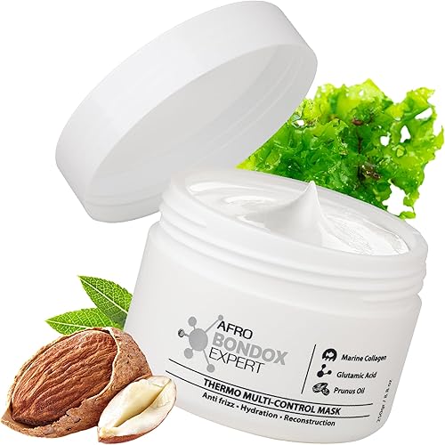 AFRO BRAZILIAN BONDOX Hair Relaxer Alternative – Extra Strong Thermal Hair Mask 8.8oz for Damaged Hair – Straightening Treatment for All Hair Types, Especially Afro 4A 4B 4C – With Almond Oil, Shea Bu