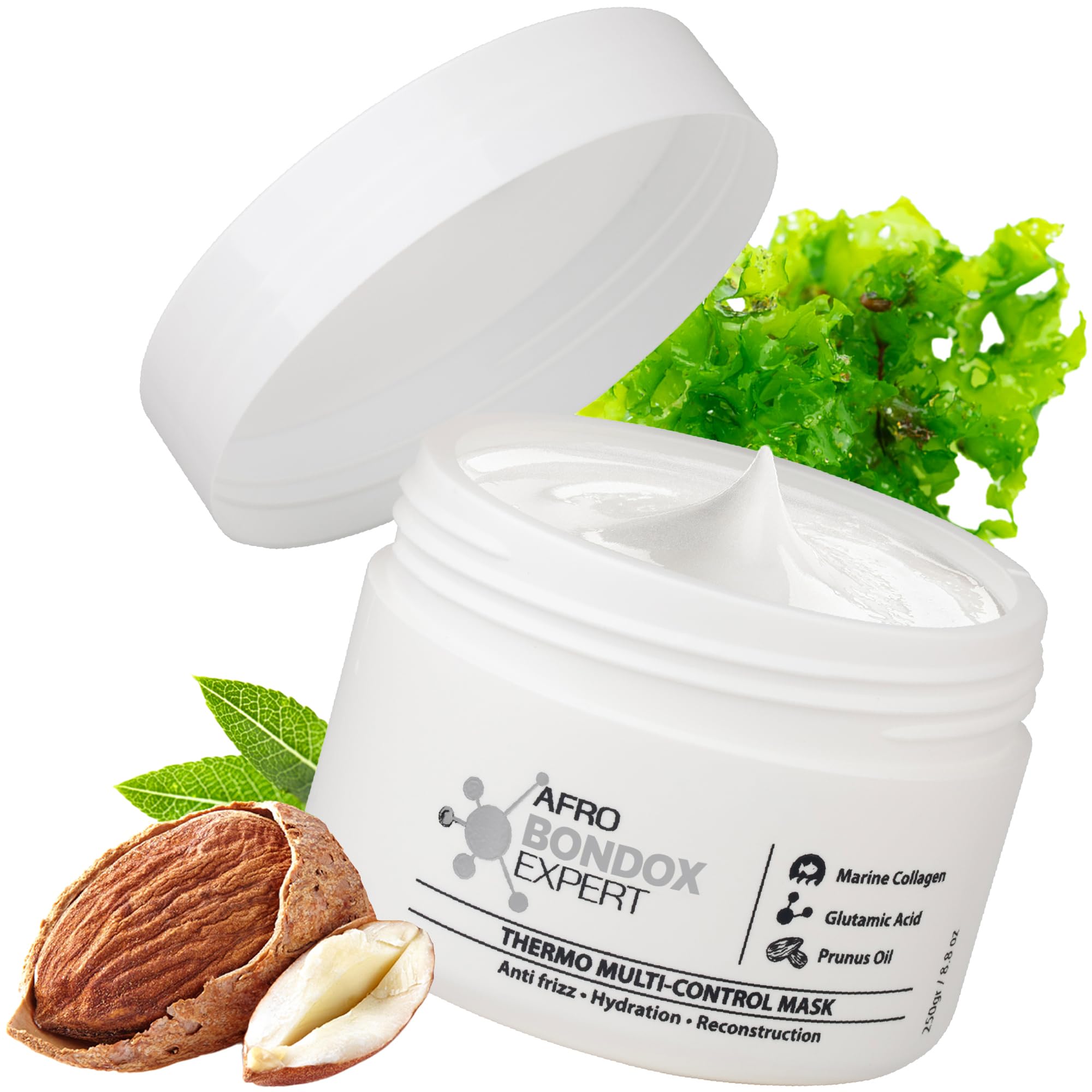 AFRO EXPERT Extra Strong Hair BRAZILIAN for ALL hair types, especially for Afro 4A 4B 4C - Marine Collagen, Almond, Olive, Shea Oils - Formaldehyde-Free Hair Repair Thermal Hair Mask (Afro 8.8 oz)