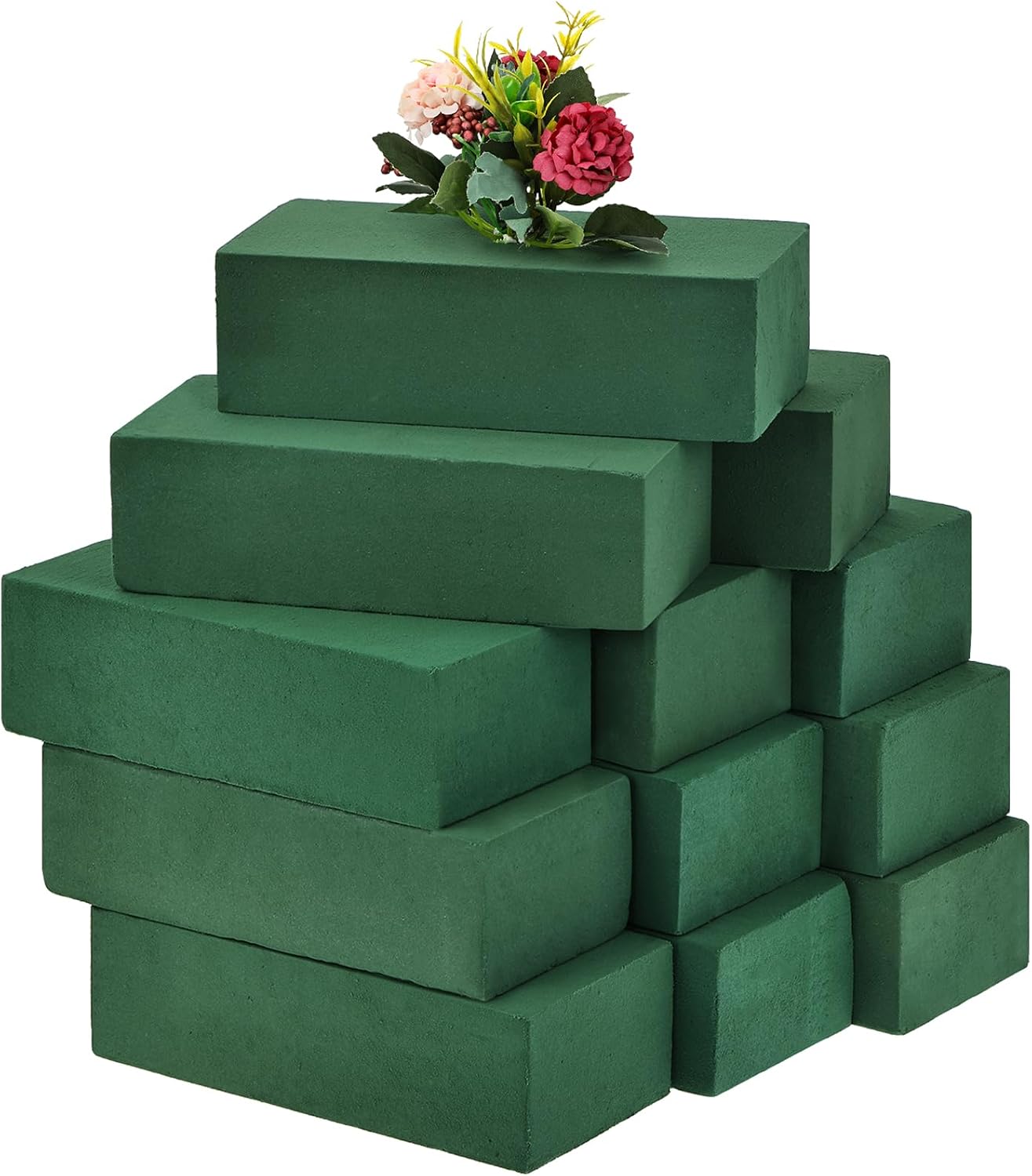 12 Pieces Floral Foam Blocks 8.8 X 4.1 X 2.6 Inches Dry Wet Florist Foam Brick Flower Arrangements Supplies for Fresh and Artificial Flowers Craft Plant Filler Decoration