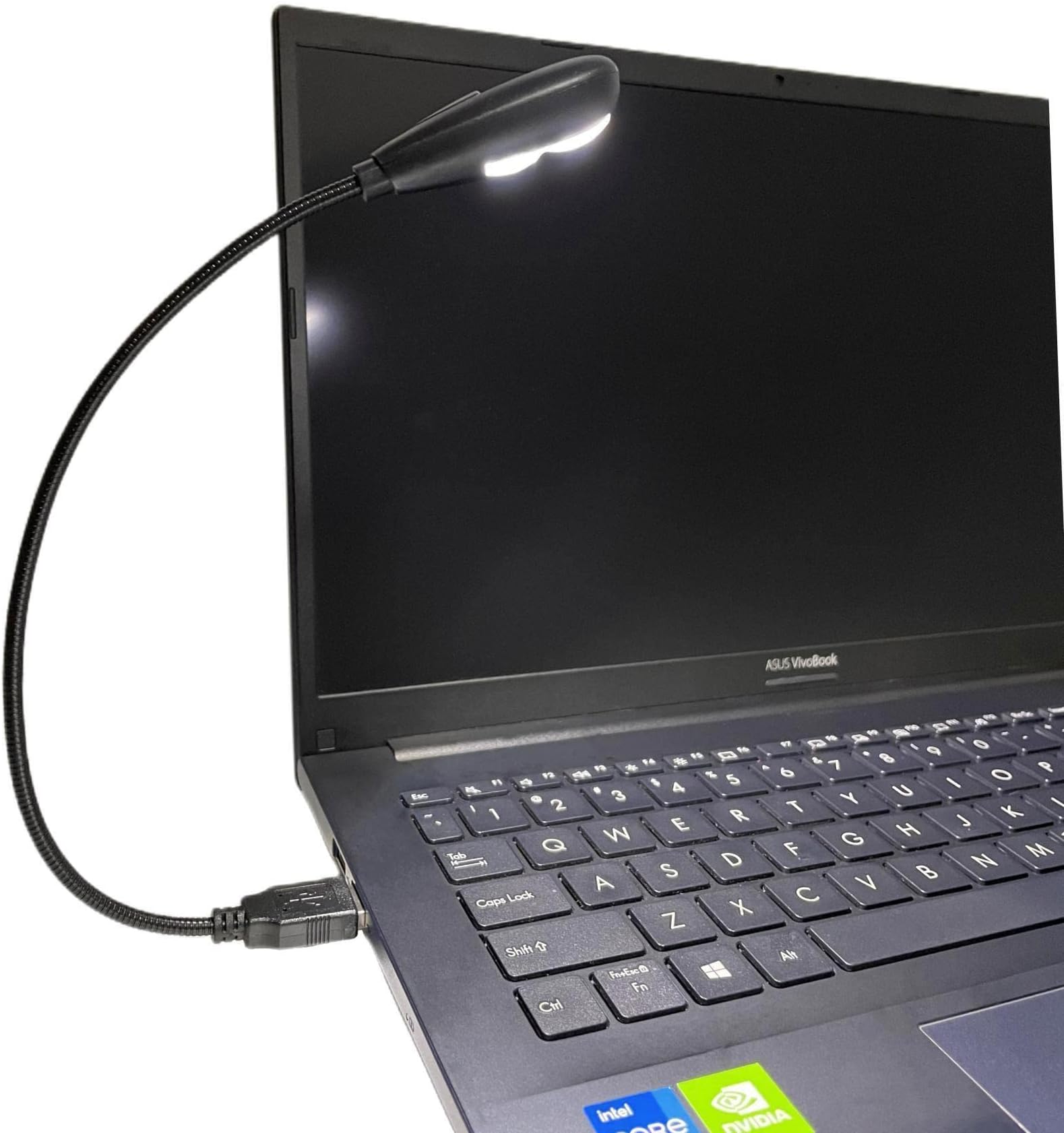 LED USB Reading Lamp Light with 2-Brightness Dimmable Setting, Flexible Gooseneck USB Light for Notebook Laptop Keyboard, Powerbank(On/Off Switch, 1 Black+1 Mini USB Light)