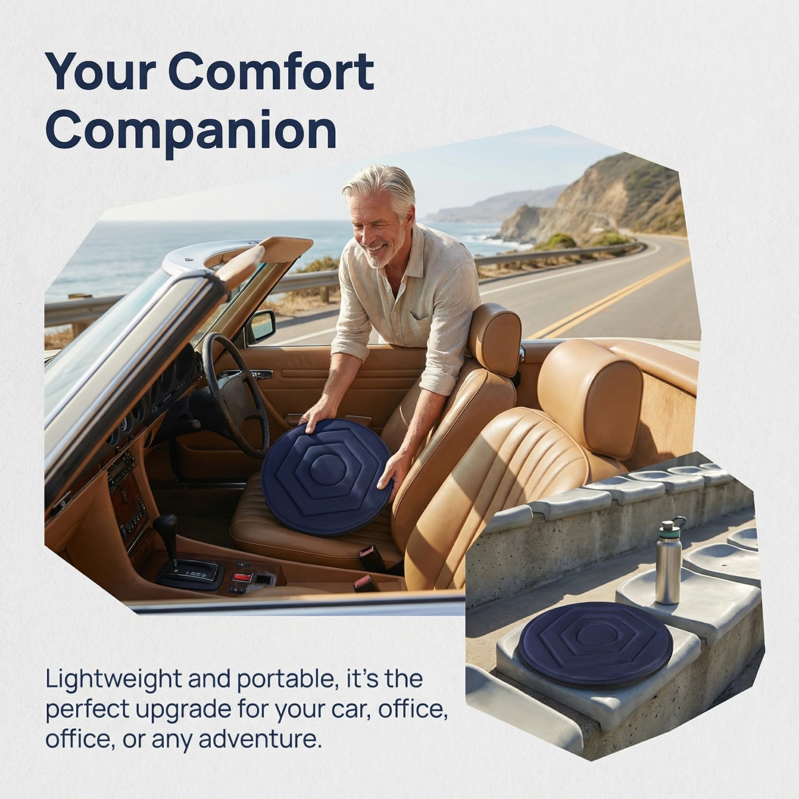 Cabilock Cuscino girevole a 360° per seggiolino auto, universale, per un facile ingresso e uscita, leggero, portatile e traspirante, per auto, ufficio, sedia a rotelle, 38,1 cm