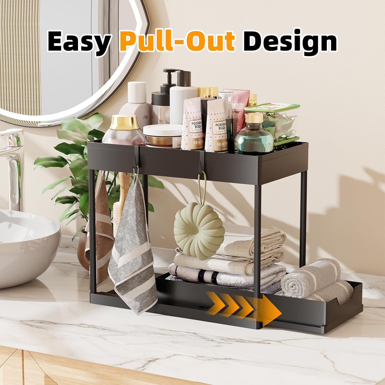 Simple Trending 3 Pack Under Sink Organizer, Pull-Out Cabinet Organizer Drawer, 2 Tier Multi-Purpose Slide Out Storage Shelf for Kitchen Bathroom, Black - Image 4