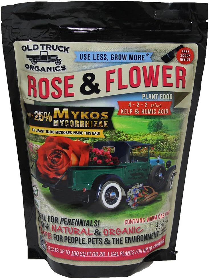Rose & Flower 4-2-2 Organic Fertilizer with MYKOS Mycorrhizae, 2.2 Pound Bag