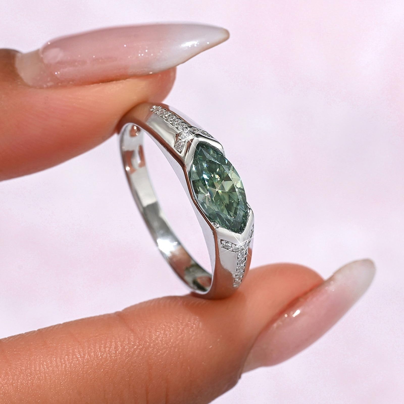 Moissanite pierścionek z białego złota, obrączka ślubna, pierścionek damski, z prawdziwego złota, pierścionek zaręczynowy z moissanite, 1 ct dla kobiet