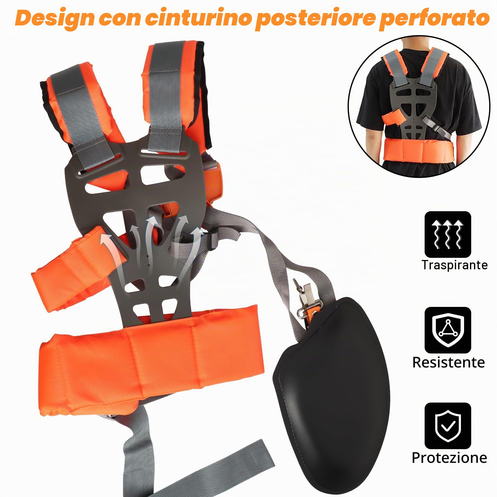 QKTYB Imbracatura Professionale per Decespugliatore, Doppia Tracolla in Nylon, Cintura per Erba da Giardino
