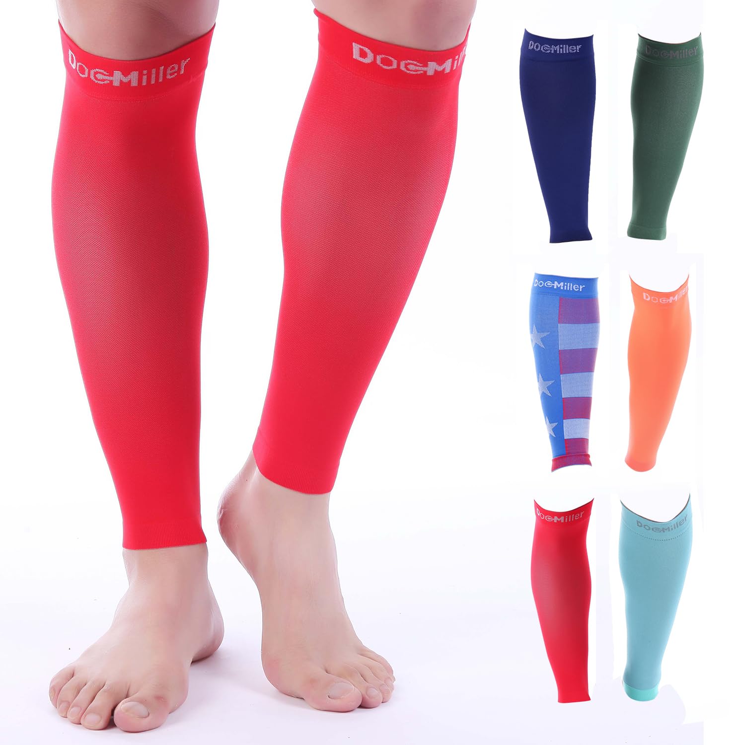 Doc Miller Compression Calf Sleeve for Men & Women – 20-30mmHg Graduated Support for Running, Shin Splints, Calf Strain – Knee High, Small to 6XL Plus