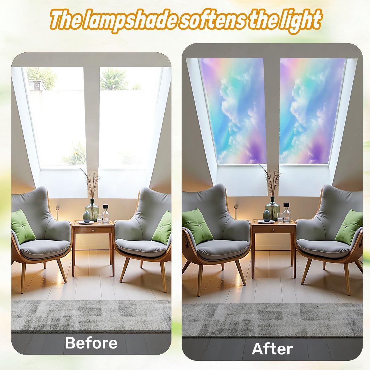 Fluorescent Light Covers for Ceiling Lights Sweet Pastel Sky Clouds Colorful Easy to Install Magnetic Light Filter for Classroom Office Hospitals School Home Decor