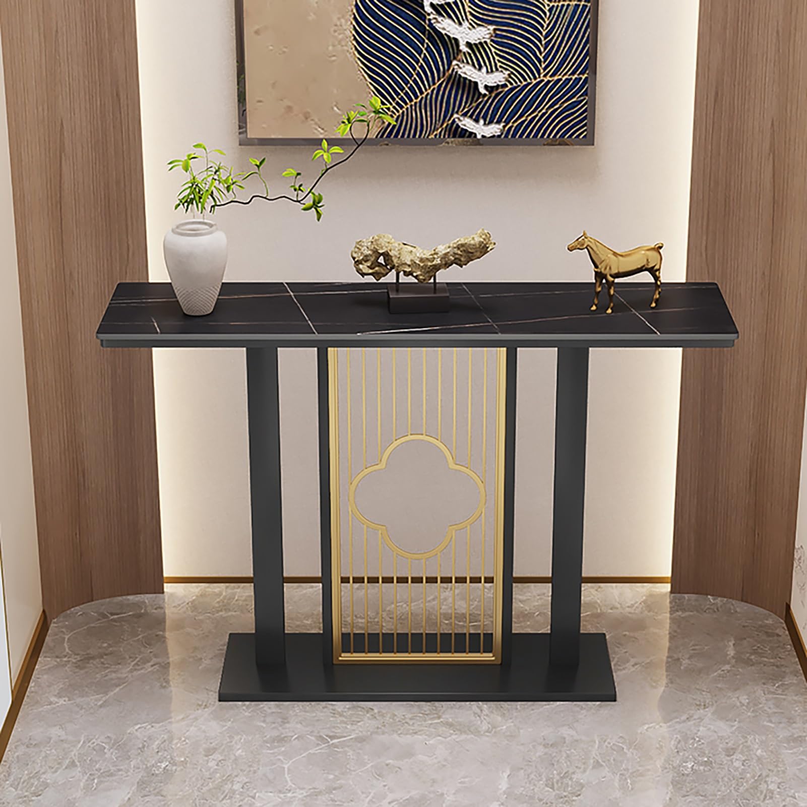 LaYiQimn Modern Console Table,Modern Console Table - Narrow Entryway Accent Table, Behind Couch Foyer Table, Side Table for Hallway & Living Room, Black