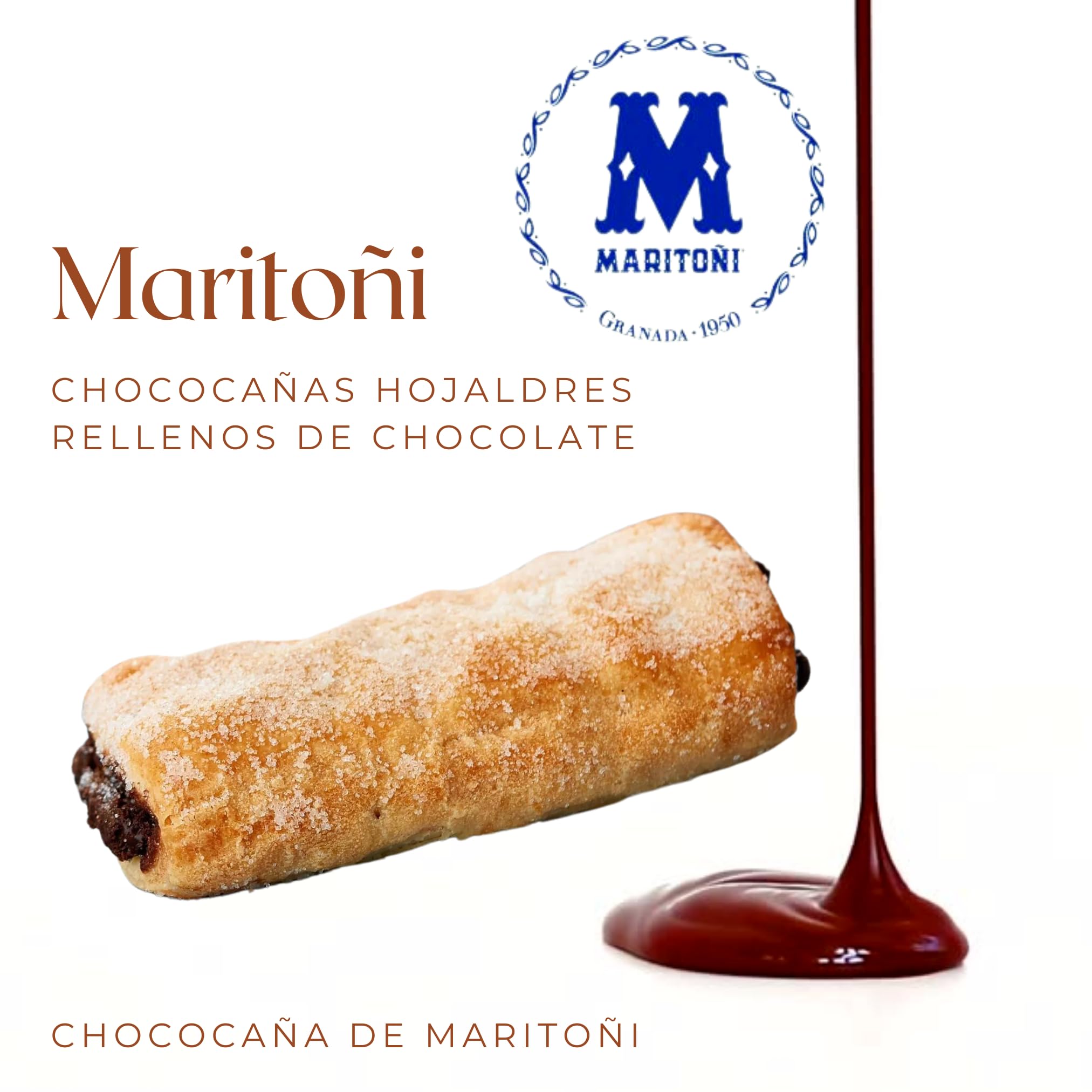 MARITOÑI Chococañas - Deliciosos Hojaldres Rellenos de Chocolate - Pack de 18 Unidades