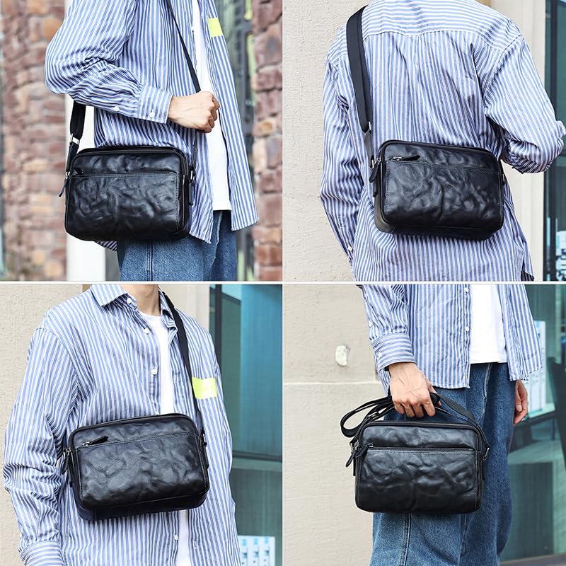 Bandolera de piel para hombre con sistema antirrobo y cómoda correa ajustable 2