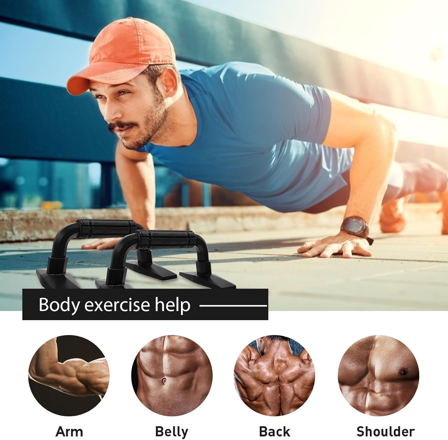 Housoutil Push-up Stands Arm Strength Training Equipment 2pcs H-shaped Fitness Push-up Brackets Home Exercise Tool for Chest Workout and Bodyweight Training