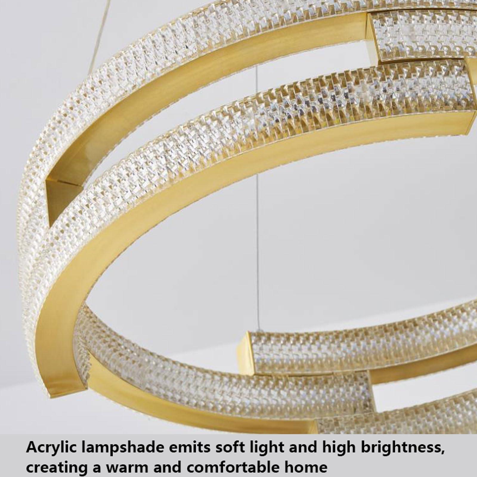 Lampada a sospensione moderna a LED di grandi dimensioni per camera da letto, 50 cm, circolare, in acrilico, per isola cucina, lampadario a sospensione dorato,adatto per ufficio,cucina,sala da pranzo
