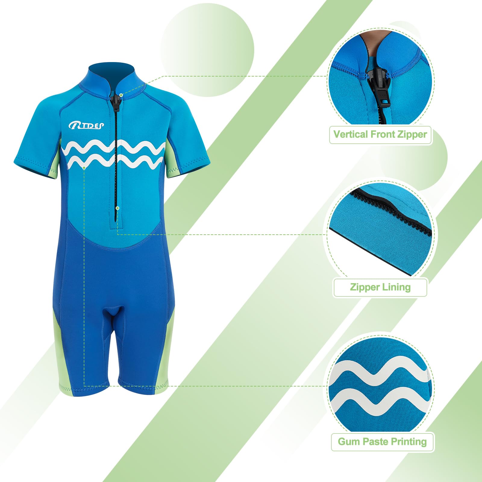Muta Bambino,Muta di 2 mm in Neoprene Premium per Ragazzi e Ragazze,Costume Termico con Cerniera Frontale per Lezioni di Nuoto Surf Snorkeling Immersioni SUP