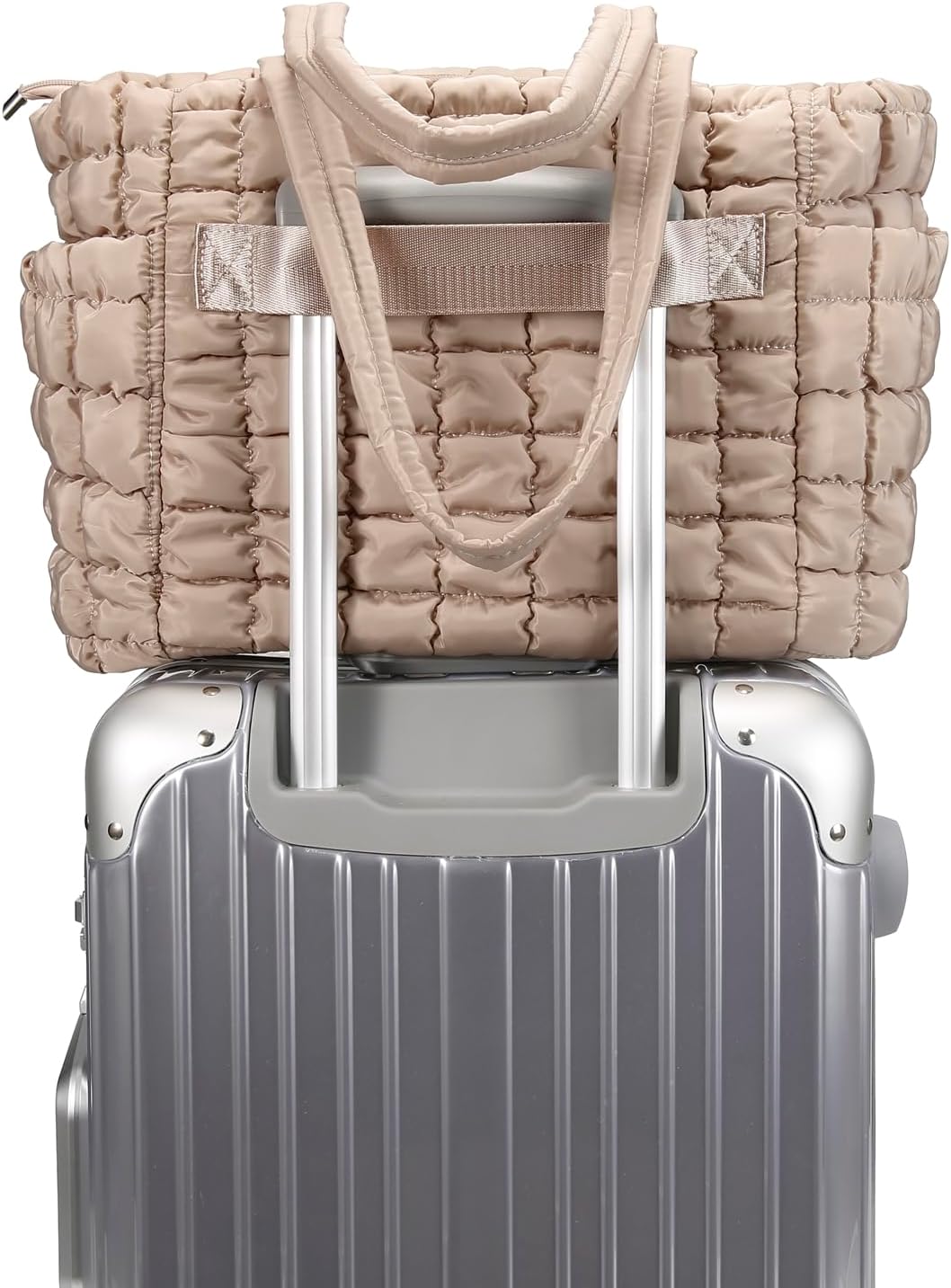 Queenoris Puffer Tote Bag for Women, Soft Quilted Shoulder Handbag Large Lightweight Satchel Purse Travel Gym Bag - Image 3