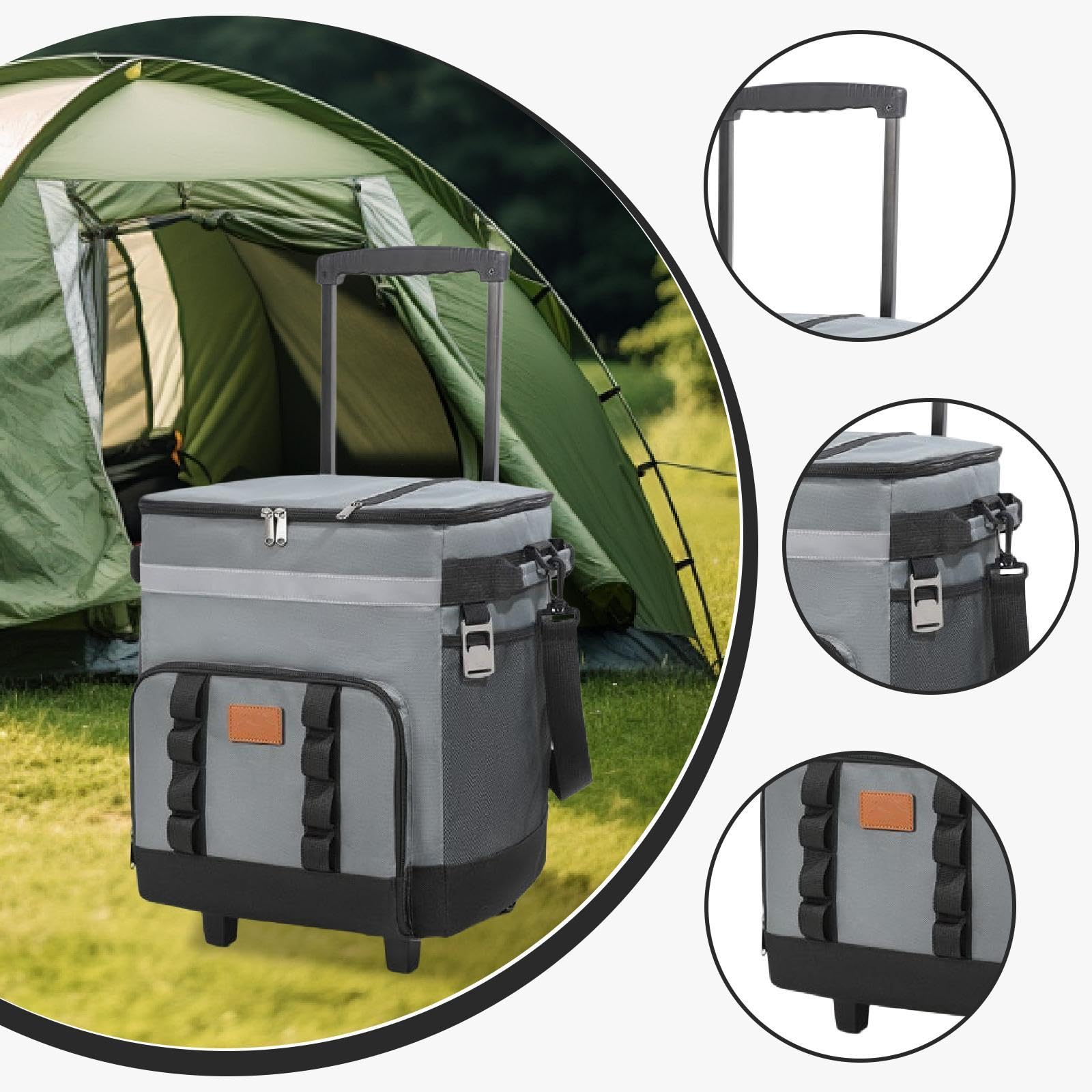 Rolling Portátil con Ruedas Giratorias Bolsa Térmica Grande Aislada Caja de Conservación de Frío Bolsa Impermeable con Cierre Seguro Fabricada