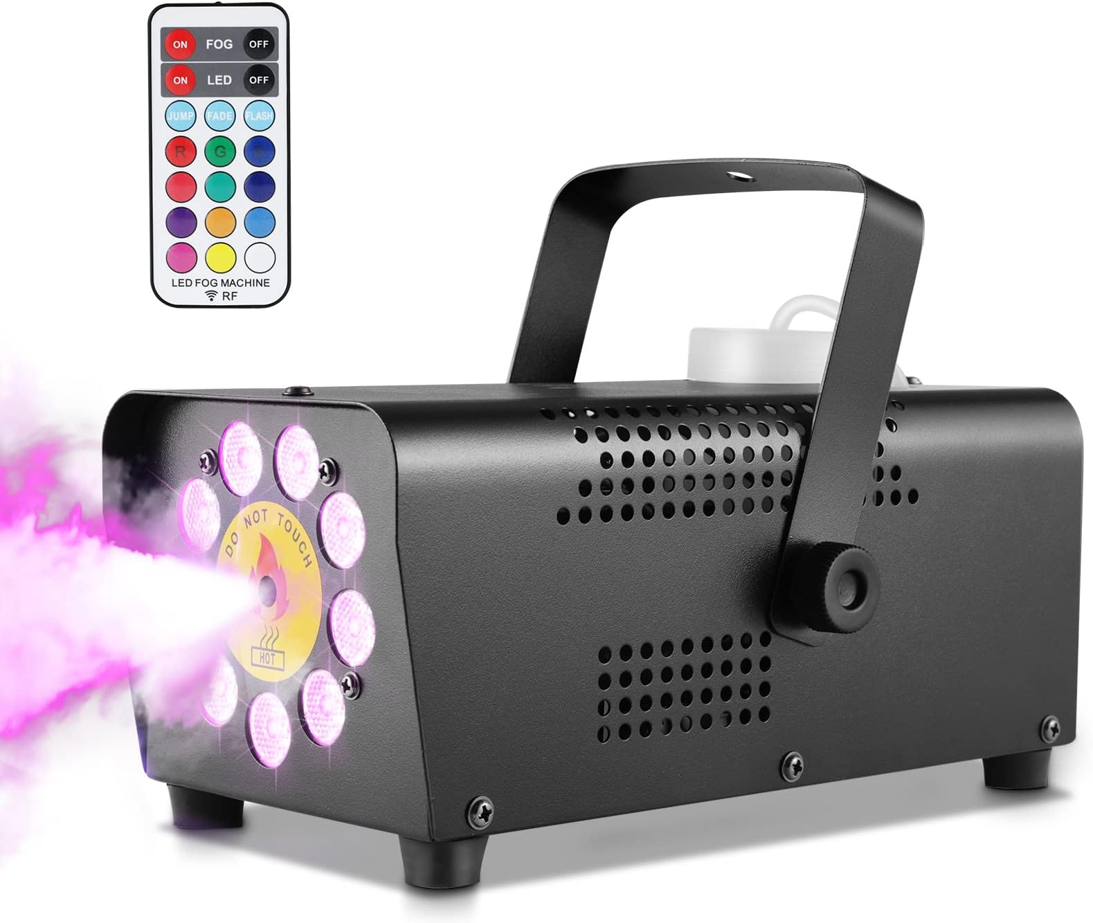 Fog Machine, Halloween Smoke Machine with 9 LED,500W,Light 12 Color Lights Effect for Automatic 2 in 1 Fog Machine,Continuous Fog with Wireless and Wired Remote Control for Party,Halloween,Stage