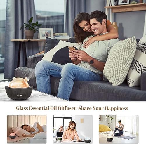 Miniatura 2 de Difusores de aceite esencial de vidrio, difusor de aromaterapia de 9.5 fl oz para aceites esenciales, humidificador de niebla fría sin BPA con luces