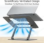 BQKOZFIN Support pour ordinateur portable pour bureau, ergonomique pliable + Support réglable en hauteur Ordinateur Portable, Dimensions: 10.2 X 8.7 Inches, convient 10-17.3 Ordinateurs portables de pouce, gris