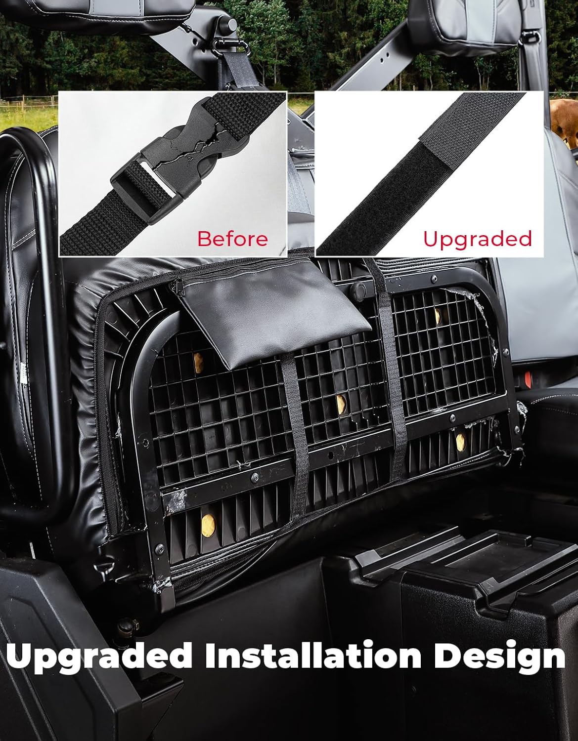 KEMIMOTO UTV Leather Seat Covers w/Pocket Soft Cushion Compatible with Polaris Ranger XP 1000/Crew 2017-2021, Ranger 1000/Crew 2020-2024 Stylish 60/40 Split Bench Seat Cover Waterproof Accessories
