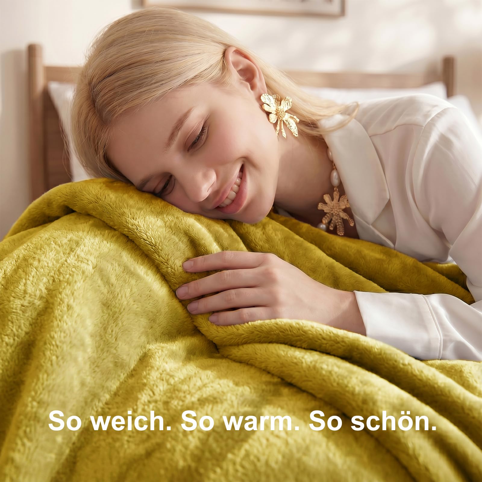 WAVVE Kuscheldecke Flauschig Decke Tagesdecke für Bett, 220x240 Gelb