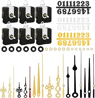 PARAOR 6pcs High Torque Quartz Clock Movement Mechanism Replacement Clock Numerals Kit with 6 Different Pairs of Hands Clock for DIY Wall Clock Handicrafts Repair Clock Parts 21.5mm