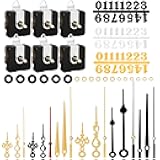 6pcs High Torque Quartz Clock Movement Mechanism Replacement Clock Numerals Kit with 6 Different Pairs of Hands Clock for DIY Wall Clock Handicrafts Repair Clock Parts 21.5mm