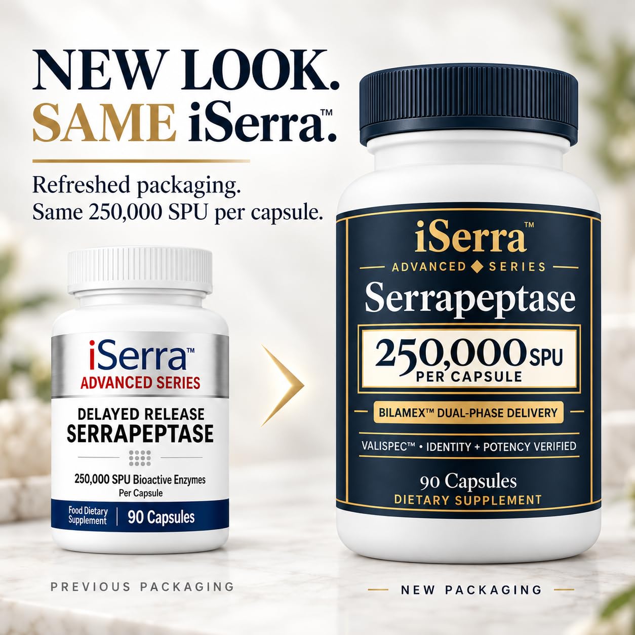 iSerra Serrapeptase 250,000 SPU Maximum Strength, Bilamex Dual-Phase Enteric Coated Granules in Delayed-Release Capsule, Serratiopeptidase Enzyme Supplement, Lab Tested, 90 Capsules — Amazon image 2