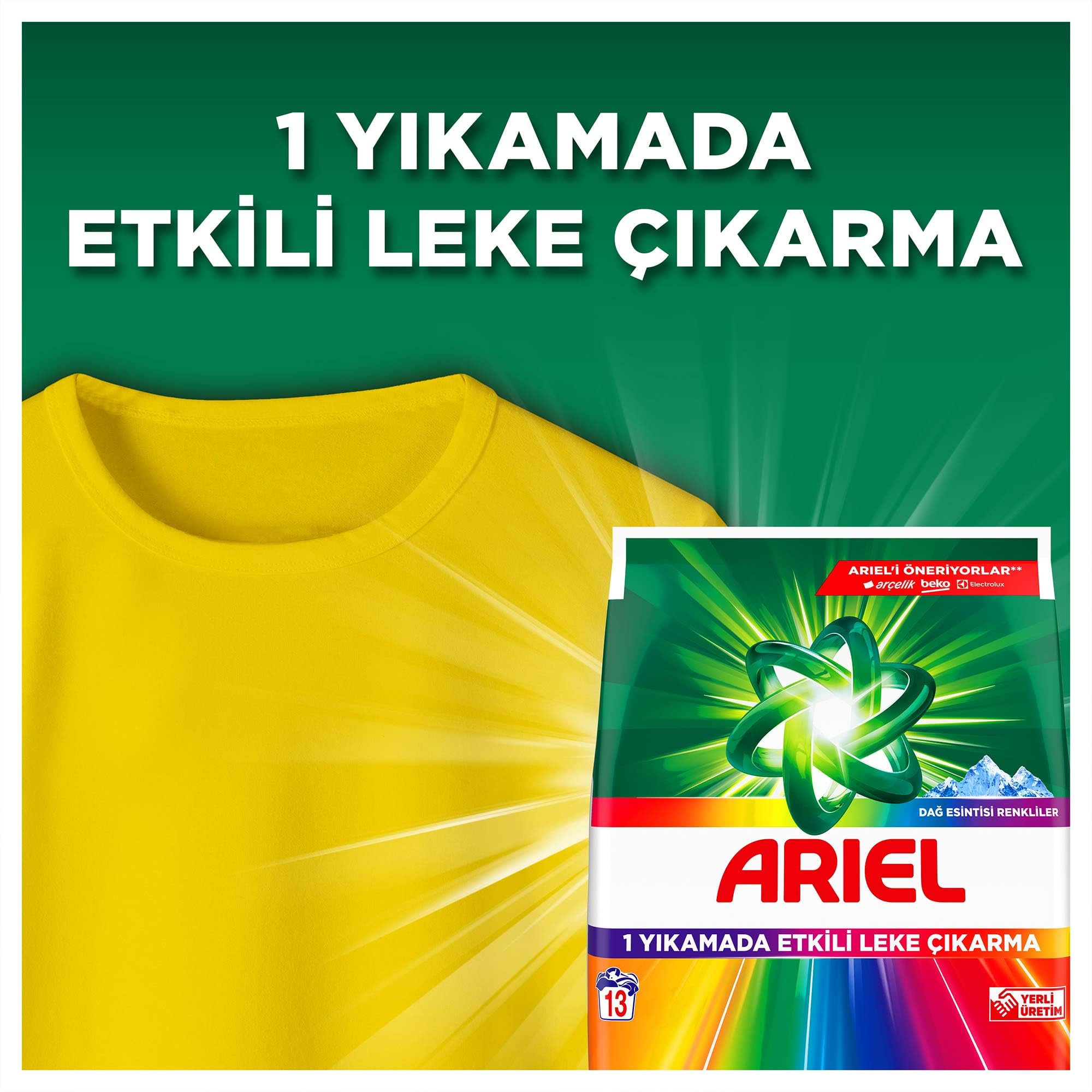 Ariel Dağ Esintisi Renkliler Toz Çamaşır Deterjanı 9 Kilogram 60 Yıkama