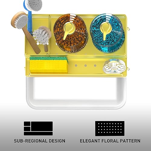 Miniatura 5 de Cisily Organizador para fregadero de cocina, dorado, unisex, 5.3 pulgadas de ancho, 9.49 pulgadas de largo, 4 espacios de almacenamiento, bandeja