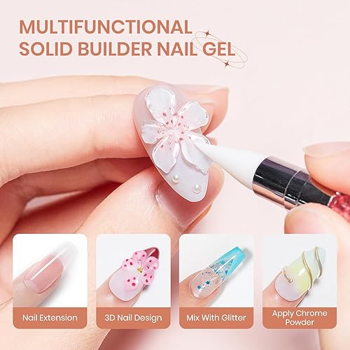 Miniatura 3 de Gel de uñas sólido constructor, 2.16 oz de gran capacidad, transparente, 3D, para esculpir uñas, gel duro para uñas, arte no pegajoso para tallar