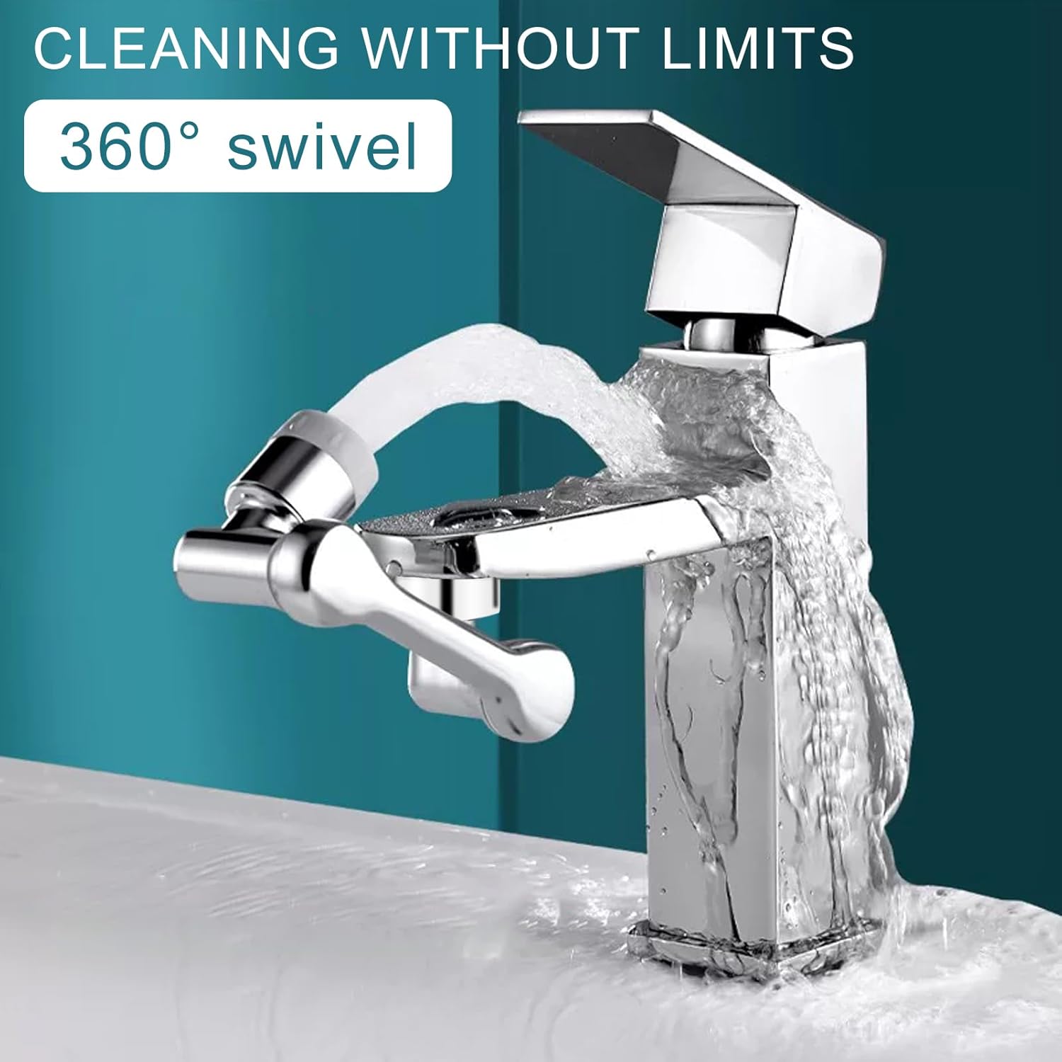 1080° Swivel Universal Faucet Arm & Universal Extender Kit with 2-Mode Splash-Proof Spray - Plastic