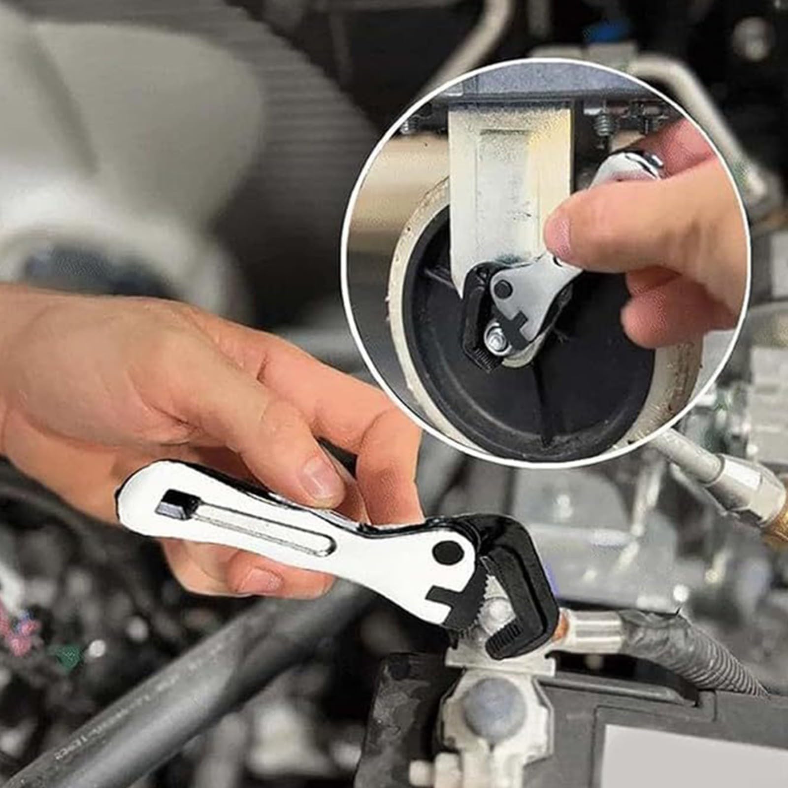 Chiave inglese regolabile compatta mini, strumento in acciaio inox autoregolante per spazi ristretti, cacciavite a bussola da 5/16" a 3/4", portatile per riparazioni domestiche e officine