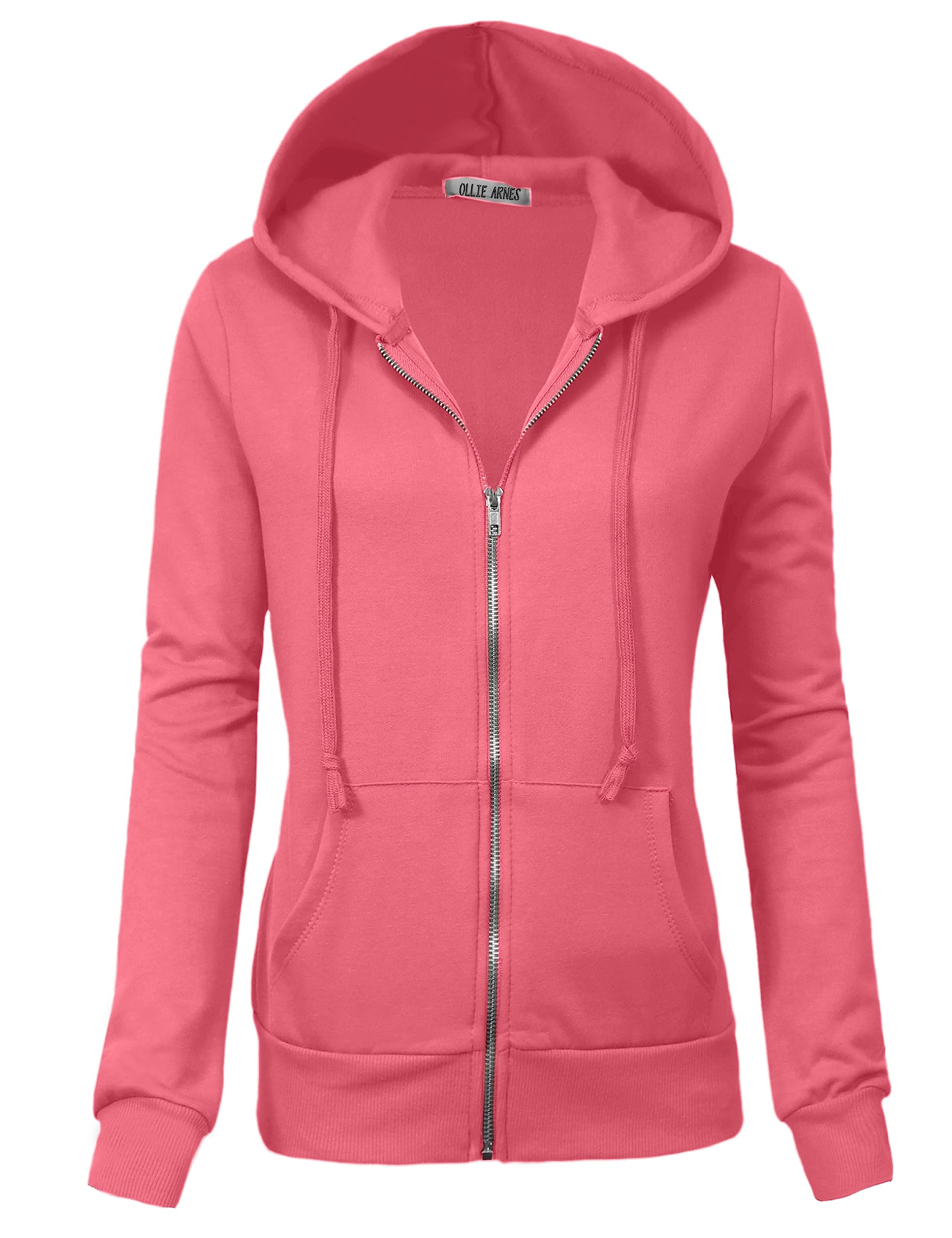 OLLIE ARNES Women's Thermal Long Hoodie Zip Up Jacket Sweater Tops