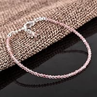 Vista 65 de Natural Gemstone Micro Round Beads Dainty Choker Bangle Bracelet, Handmade Jewelry for Women, Healing Chakra Crystals Silver Plated Chain 8 inch